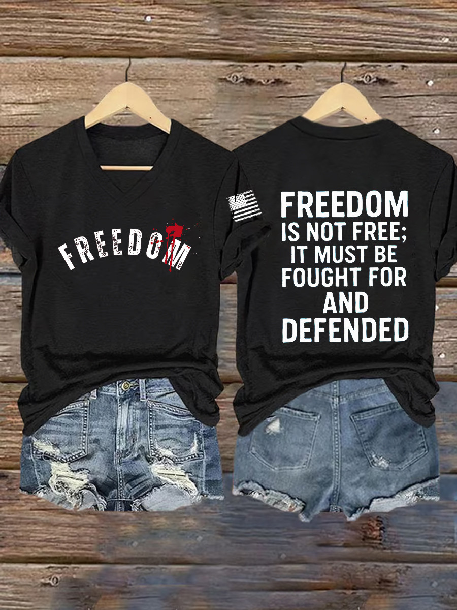 Charlie Kirk Freedom V-Neck Shirt Freedom Is Not Free Charlie Kirk Merchandise