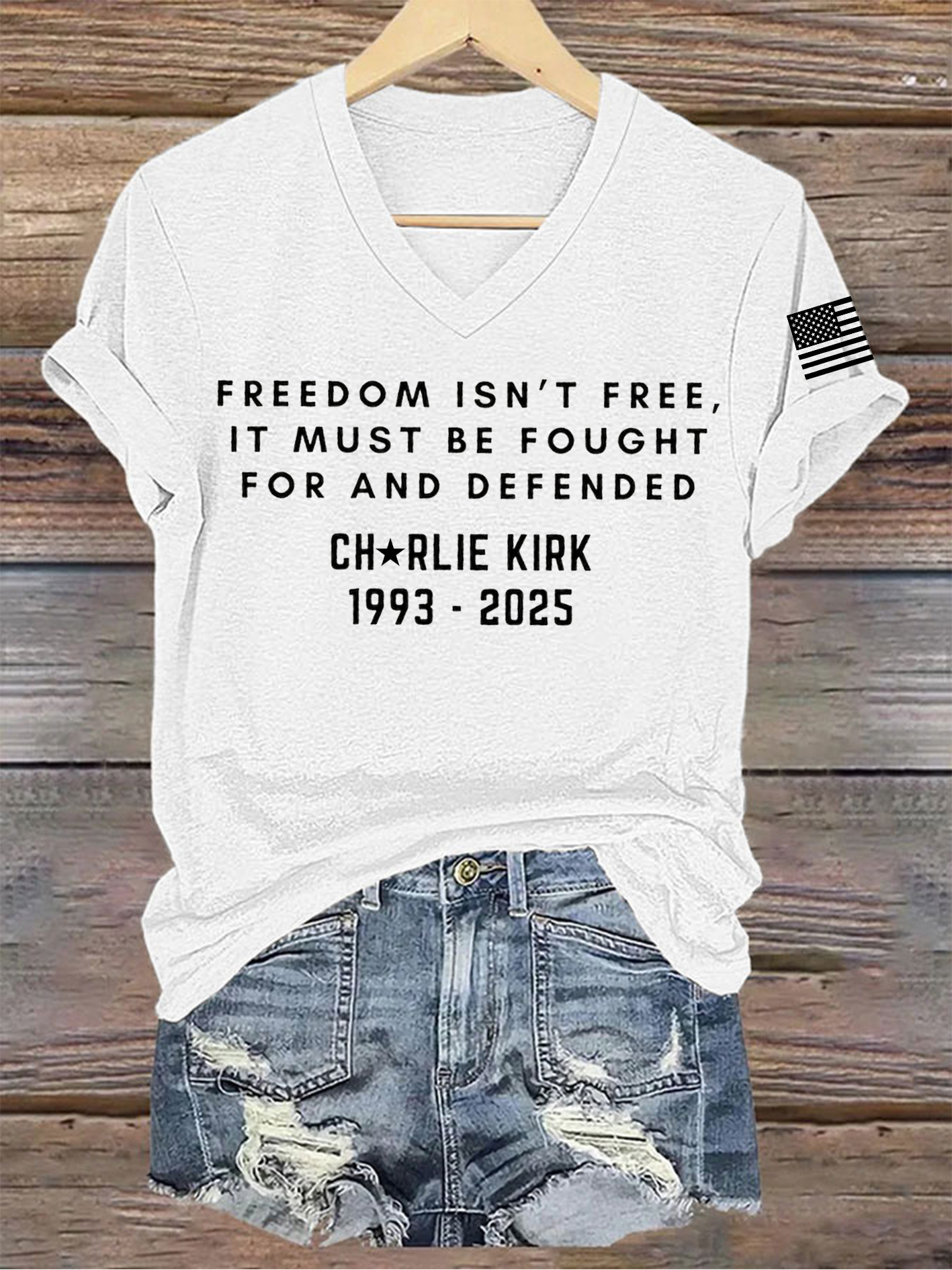 Charlie Kirk Freedom V-neck Shirt Freedom Isn_t Free 2025 Unique Charlie Kirk 47 Memorial Merch