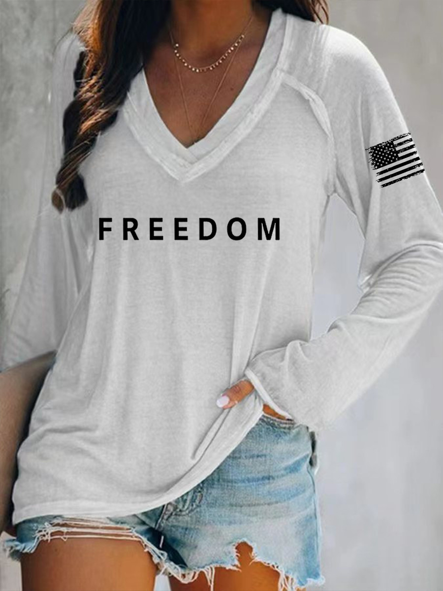 Charlie Kirk Freedom V-neck Shirt Freedom RIP Charlie Best Charlie Kirk 47 Memorial Apparel
