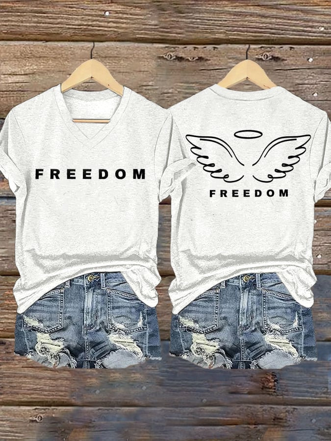 Charlie Kirk Freedom V-Neck Shirt Rest In Peace Charlie Kirk Merch Best Freedom Apparel