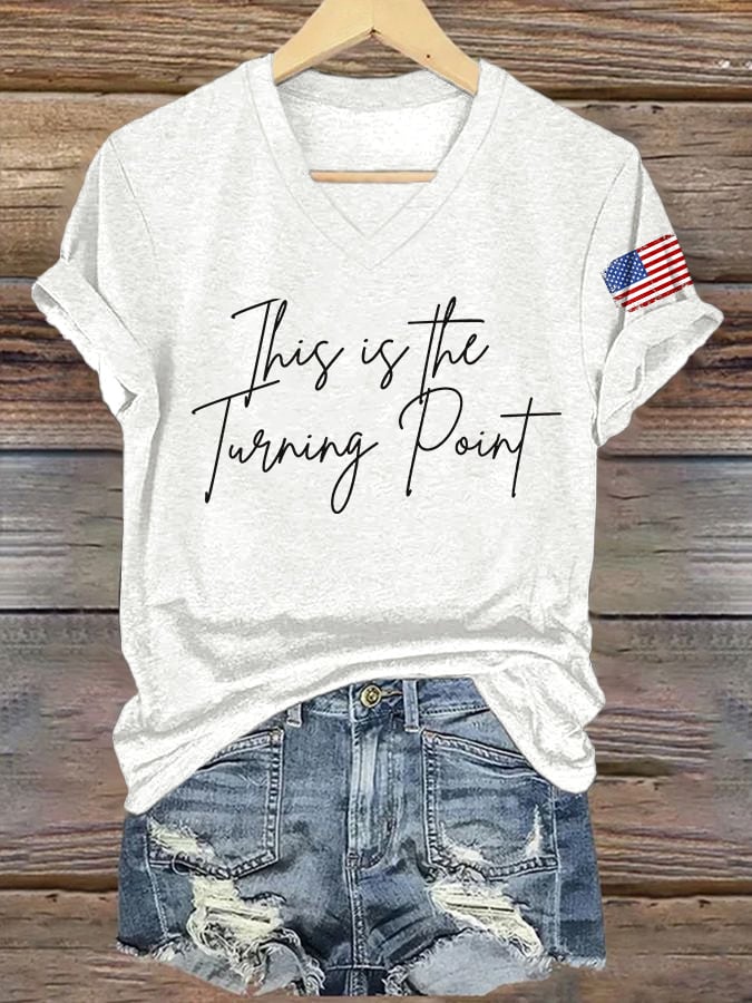 Charlie Kirk Freedom V-Neck Shirt This Is The Turning Point Best Charlie Kirk Apparel