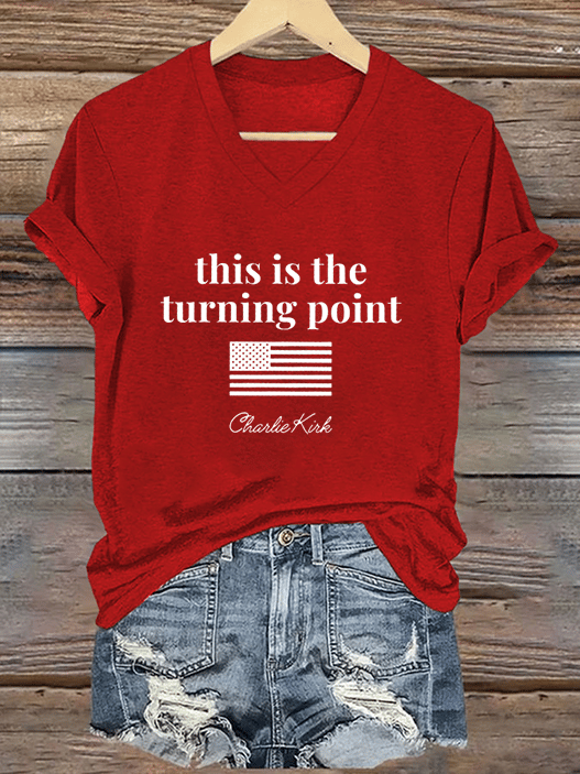 Charlie Kirk Freedom V-Neck Shirt This Is The Turning Point Freedom Shirt Charlie Kirk Wore