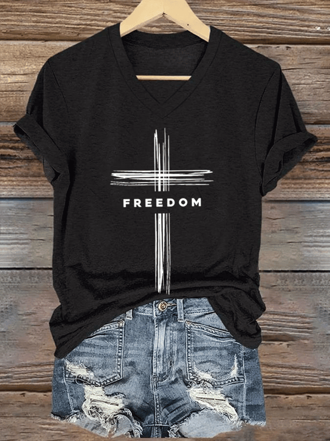 Charlie Kirk Freedom V-neck Shirt TPUSA Merch