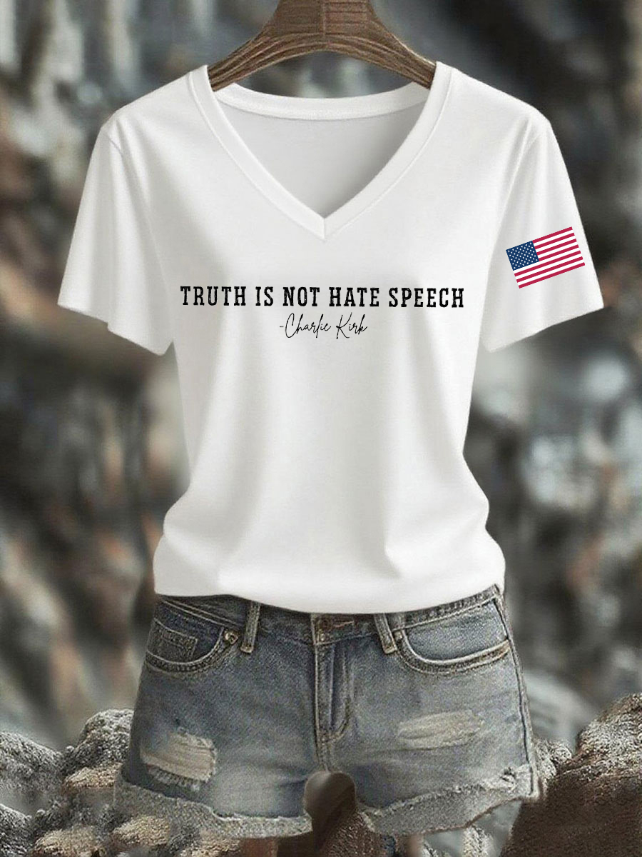 Charlie Kirk Freedom V-neck Shirt Truth Is Not Hate Speech 1993 2025 Proud Charlie Kirk Wear