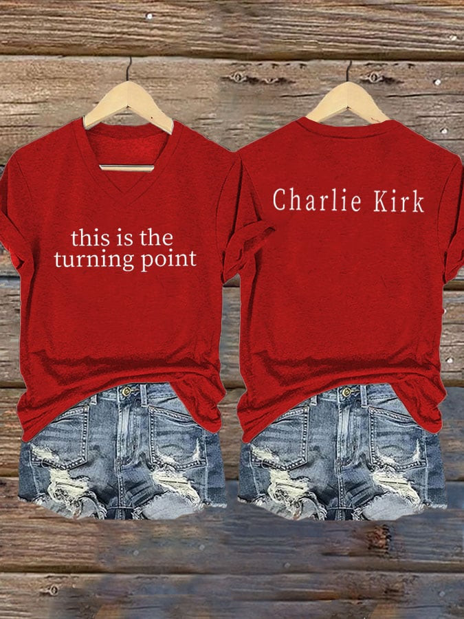 Charlie Kirk Freedom V-Neck Shirt Turning Is The Point Pride USA Charlie Kirk Freedom Shirt