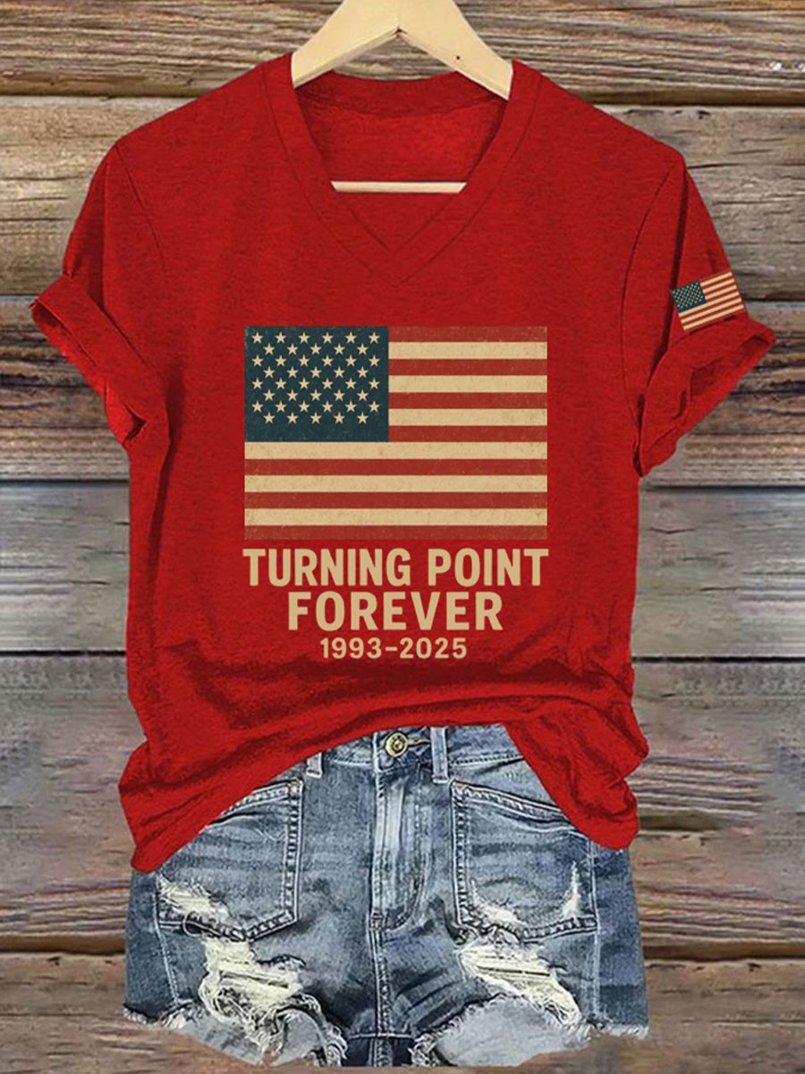 Charlie Kirk Freedom V-neck Shirt Turning Point Forever 1993 2025 Unique Charlie Kirk Apparel