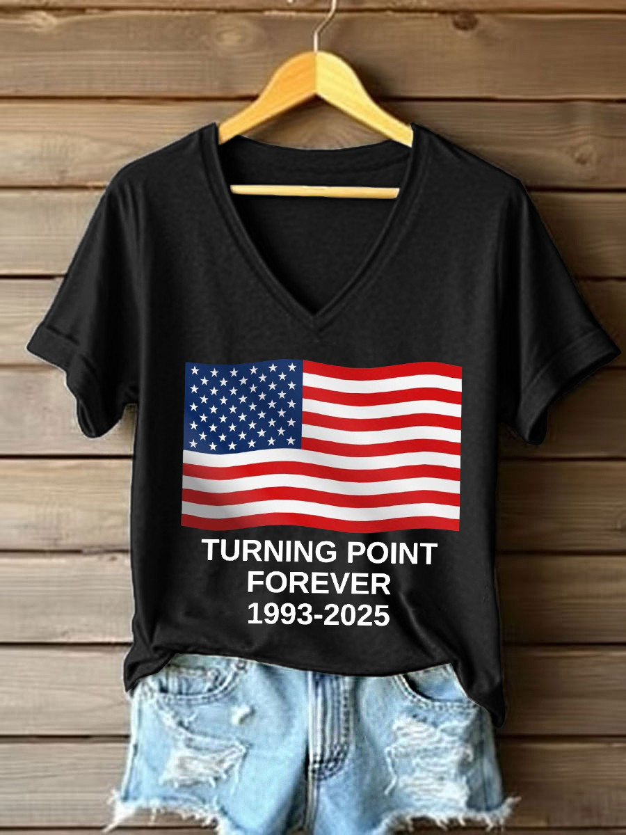 Charlie Kirk Freedom V-neck Shirt USA Turning Point Forever 1993 2025 Proud Charlie Kirk Wear