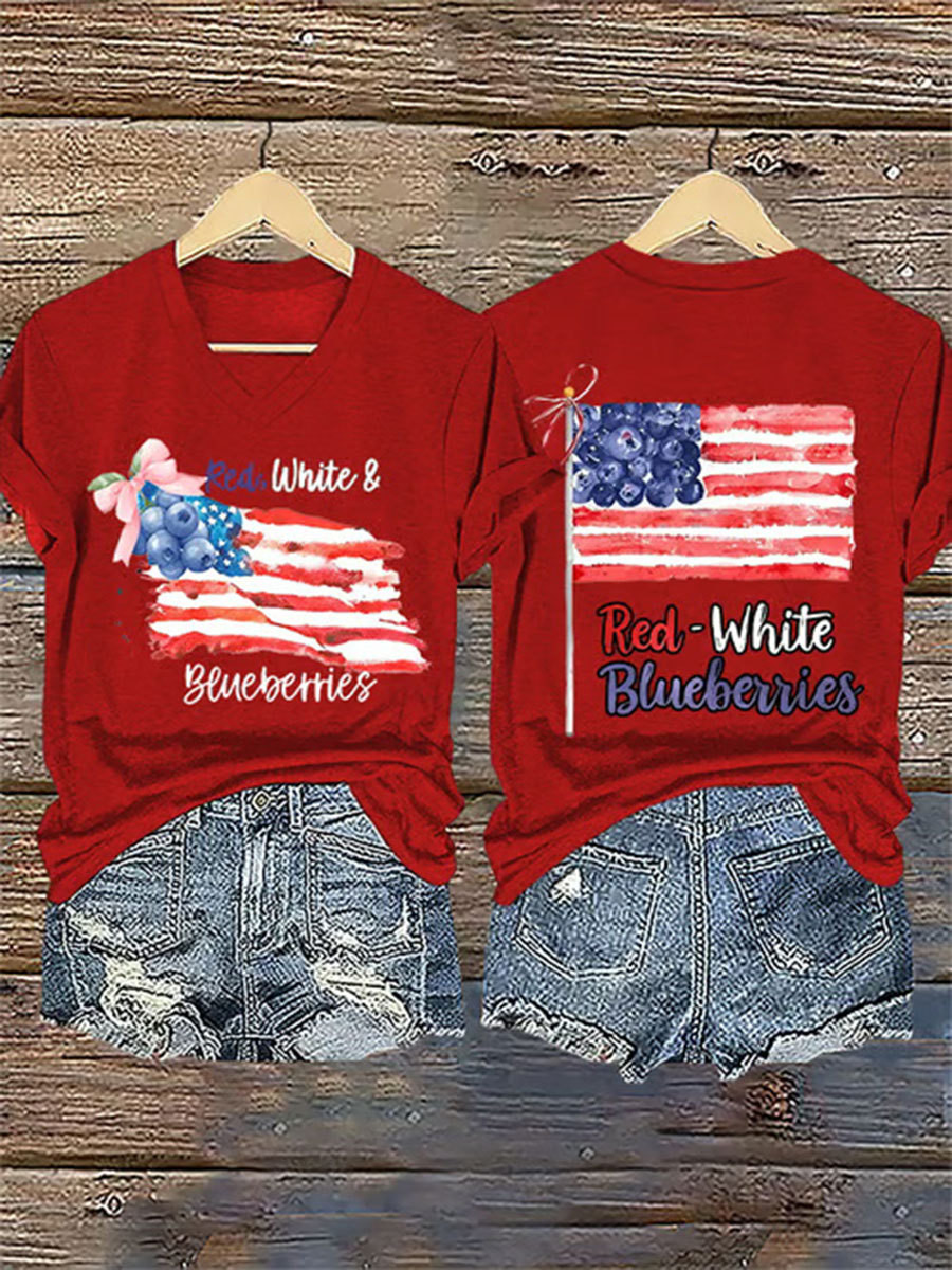 Charlie Kirk Freedom V-neck Shirt We Are Charlie Red White And Blueberries Apparel