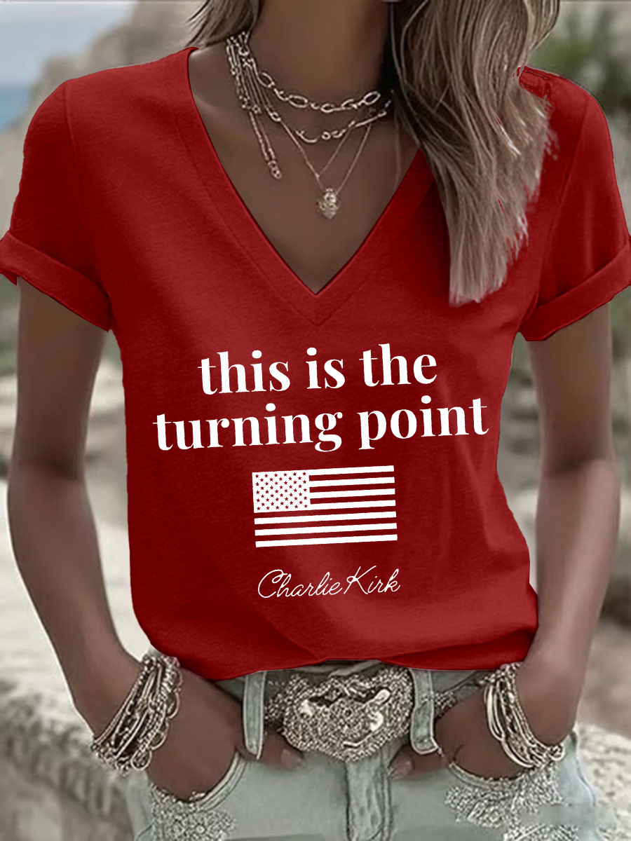 Charlie Kirk Freedom V-Neck This Is The Turning Point Charlie Kirk Memorial Shirt