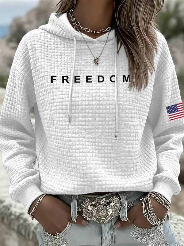 Charlie Kirk Freedom Waffle Hoodie American Flag Tribute To Charlie Kirk Merchandise