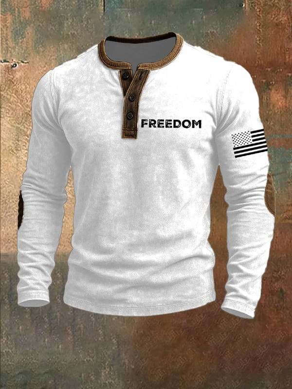 Charlie Kirk Freedom White Men's Button Long Sleeve Shirt Turning Point USA TPUSA Merch