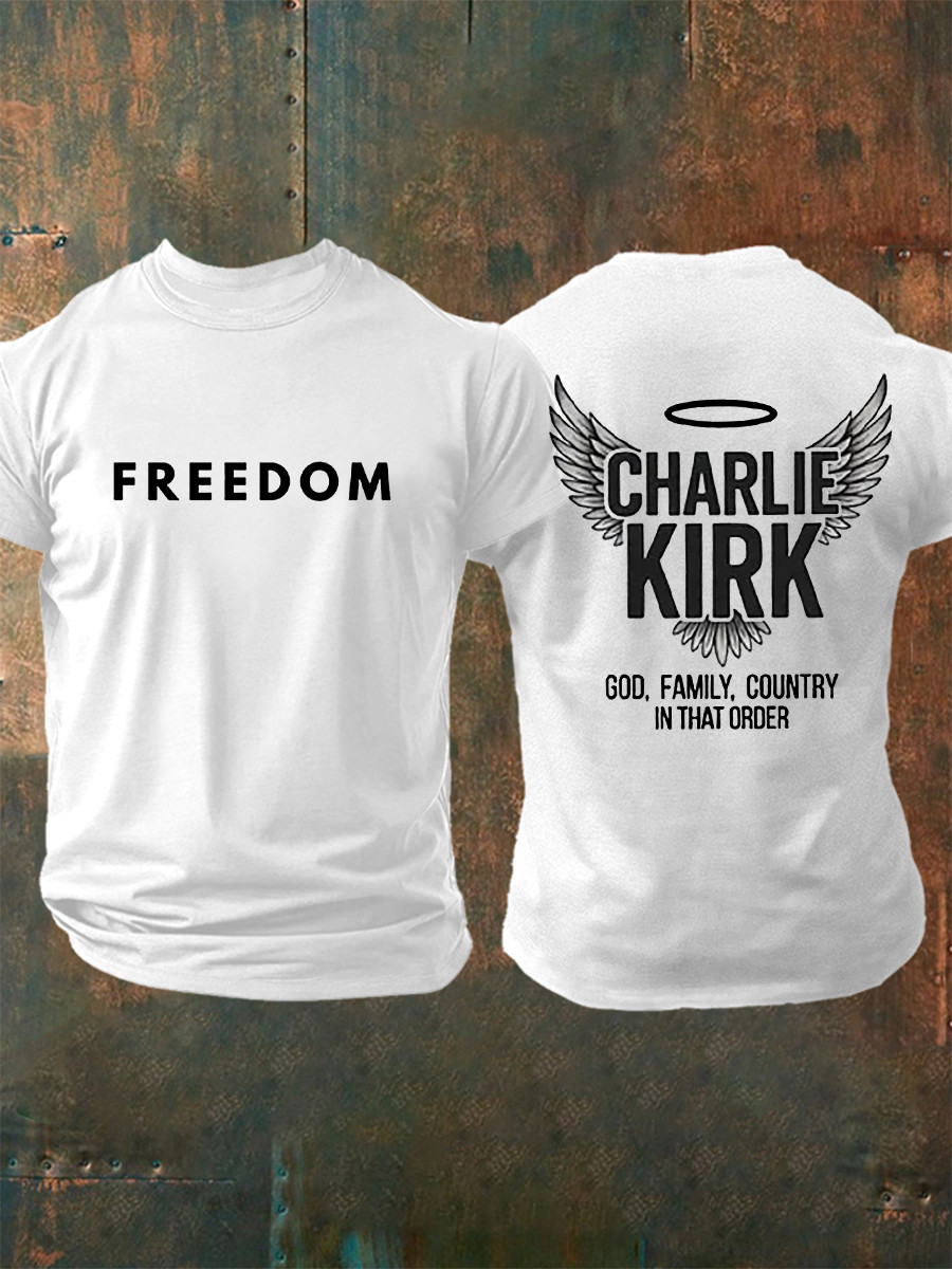 Charlie Kirk Freedom White T-shirt God Family Country Stand With Charlie Kirk Shirt