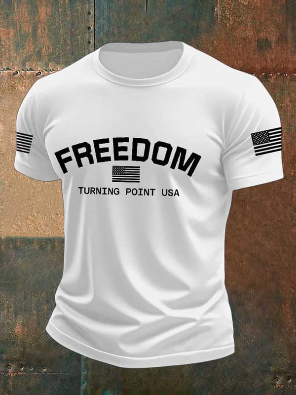 Charlie Kirk Freedom White T-Shirt The Turning Point USA TPUSA Merch Store Apparel Gifts