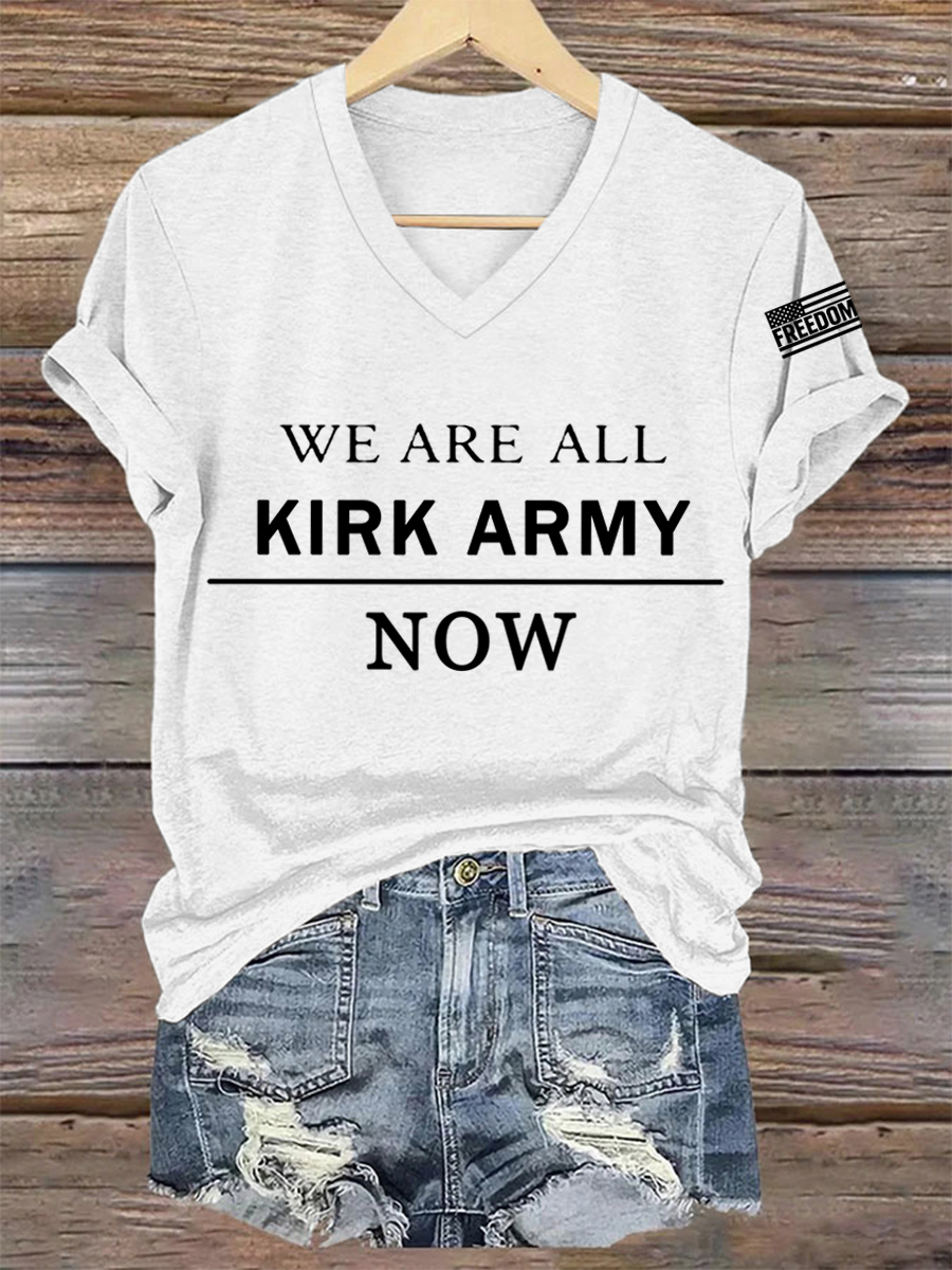 Charlie Kirk Freedom White V-neck Shirt We Are All Kirk Army Now Best Charlie Memorial Shirt