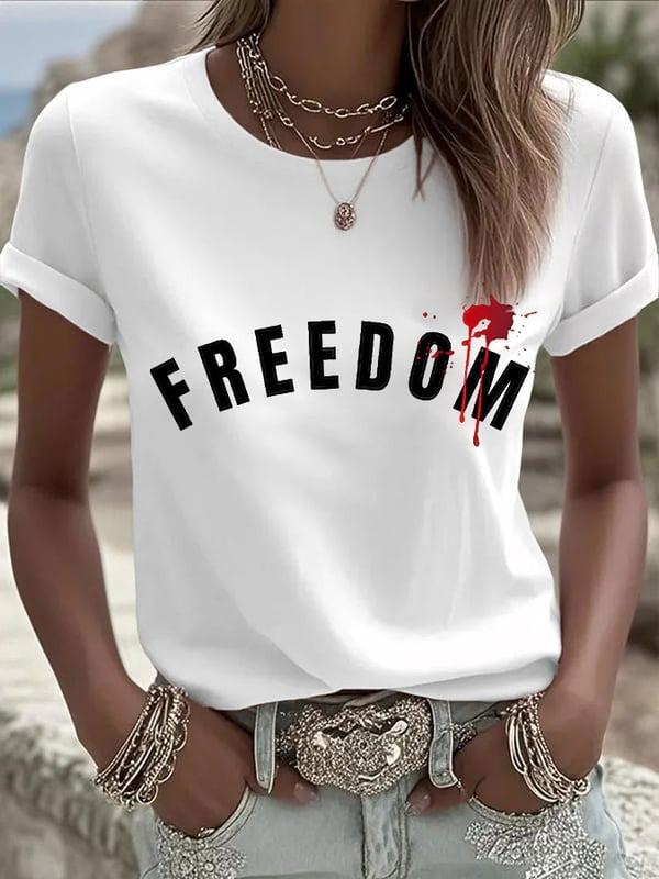 Charlie Kirk Freedom White Women's T-Shirt Charlie Kirk Bloodstain Shooters Shirt