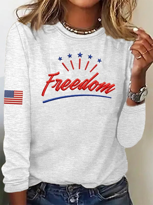 Charlie Kirk Freedom Women's Long Sleeve Shirt TPUSA Merch Gifts For Trump Supporters