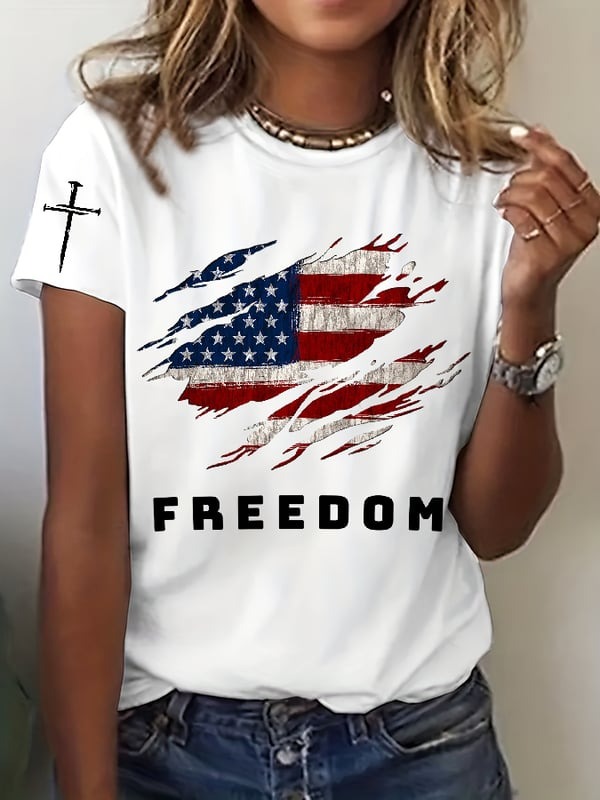Charlie Kirk Freedom Women's T-Shirt American Flag RIP Charlie Kirk Clothing Merch Store
