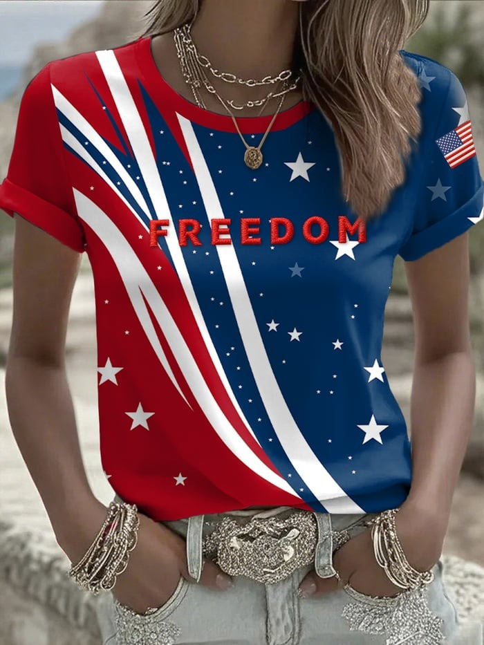 Charlie Kirk Freedom Women's T-Shirt Patriotic American Flag Clothing Trump Supporters