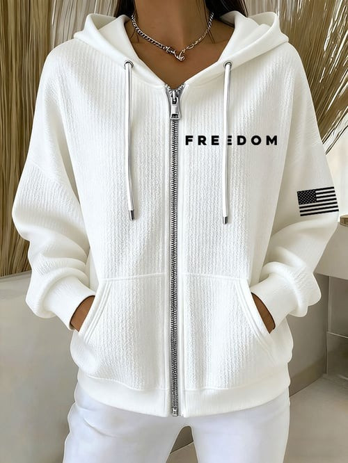 Charlie Kirk Freedom Women's Zipper Hoodie USA Flag Memorial Tribute Gifts Apparel