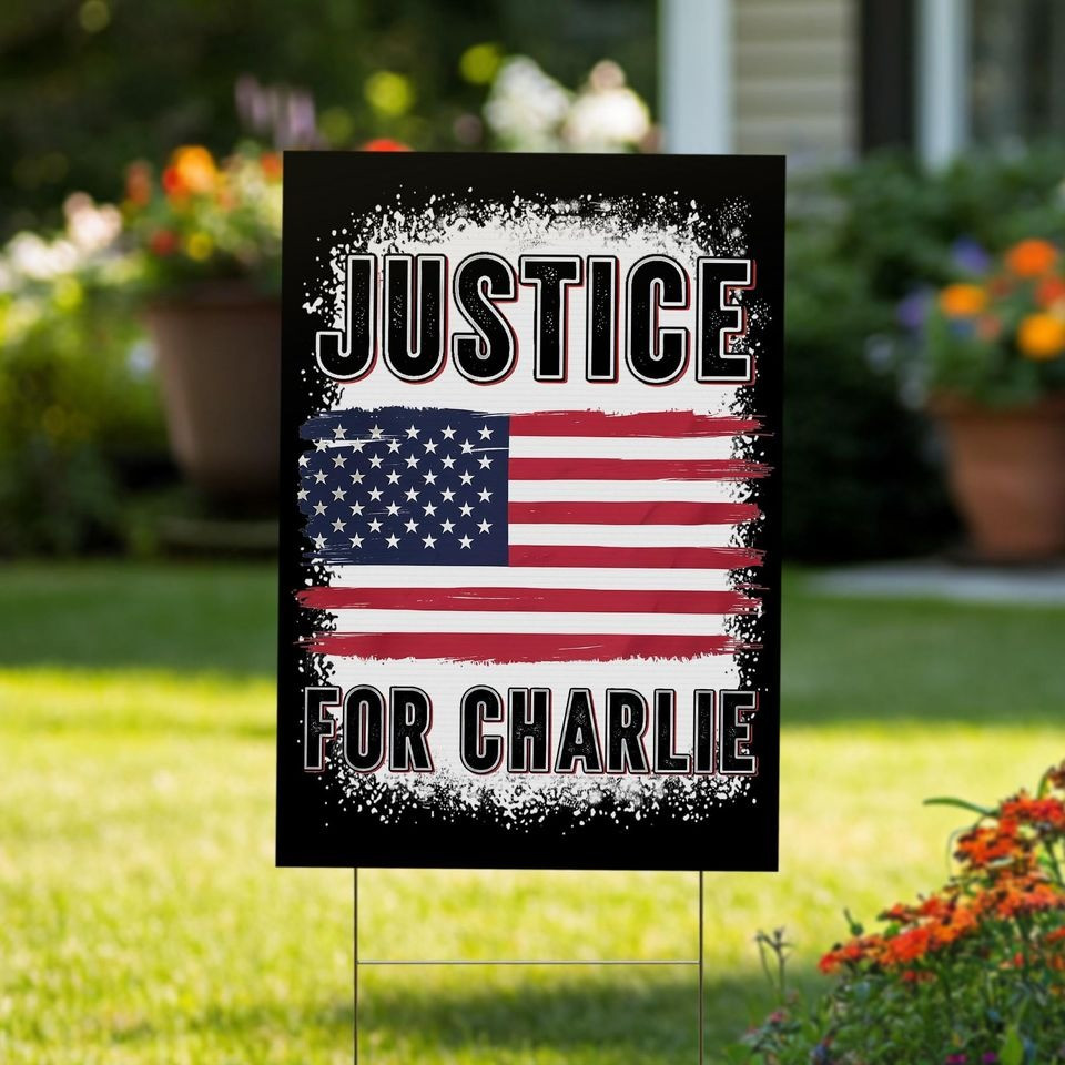 Charlie Kirk Freedom Yard Sign USA Flag Justice For Charlie Tribute Freedom Decorations