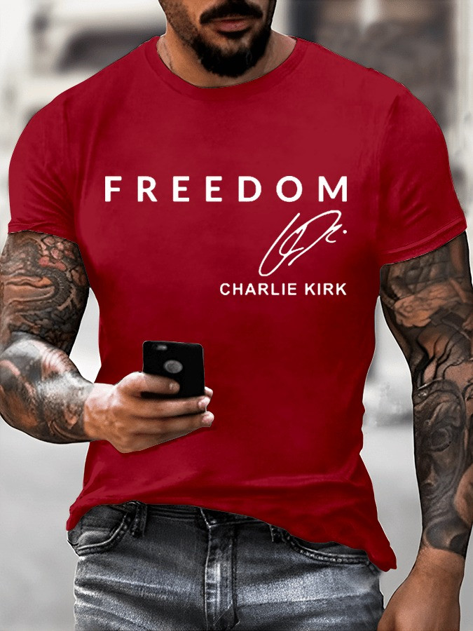 Charlie Kirk Funeral Merch Red Freedom Shirt Charlie Kirk Clothing TPUSA Merch Gifts For Father