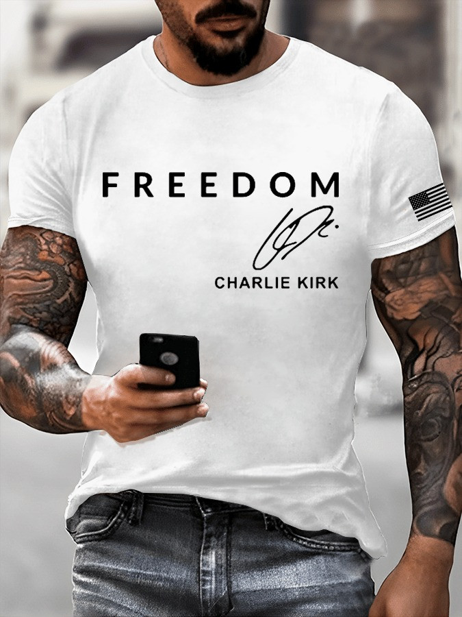 Charlie Kirk Funeral Merch White Freedom Shirt Charlie Kirk Clothing Turning Point USA Merch