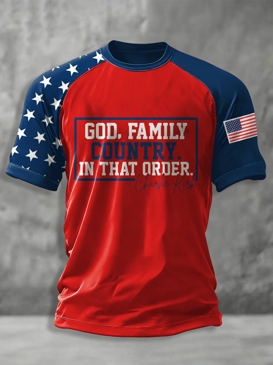 Charlie Kirk God Family Country In That Order T-Shirt Charlie Kirk 2025 Memorial Apparel