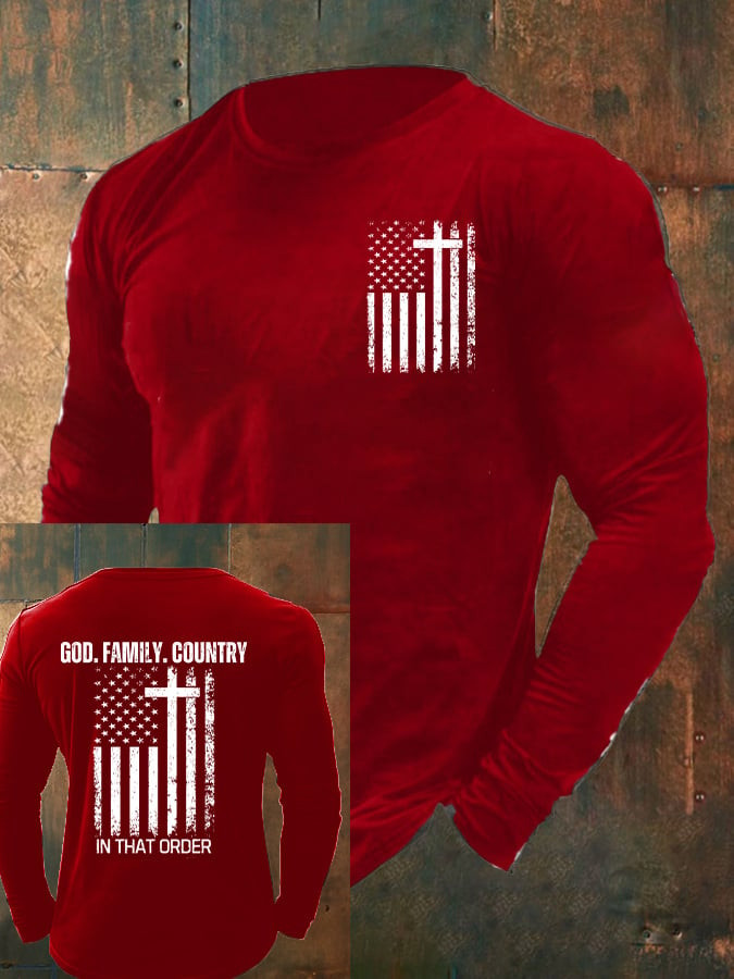 Charlie Kirk God Family Country Long Sleeve Shirt In That Order TPUSA Freedom Clothing