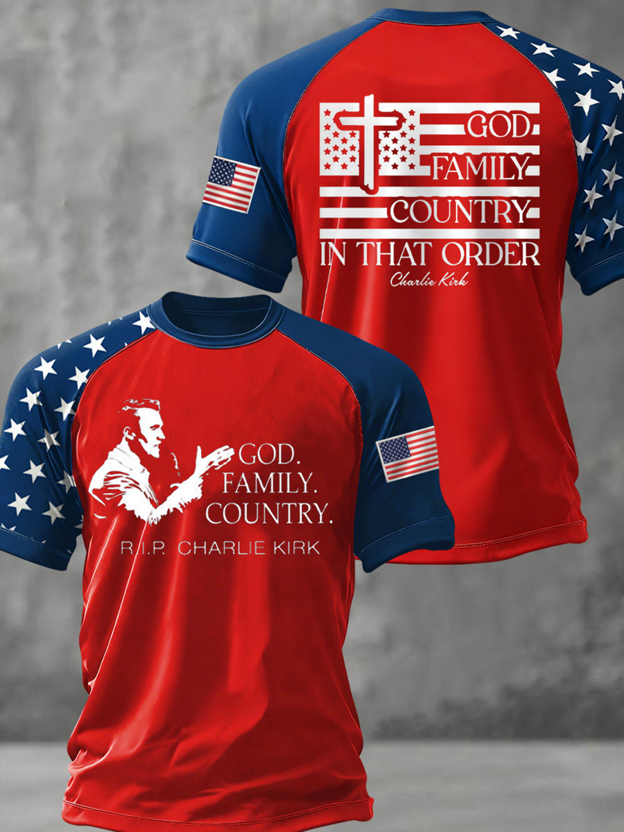 Charlie Kirk God Family Country T-Shirt Faith And Freedom Shirt Tribute Gifts For Patriots