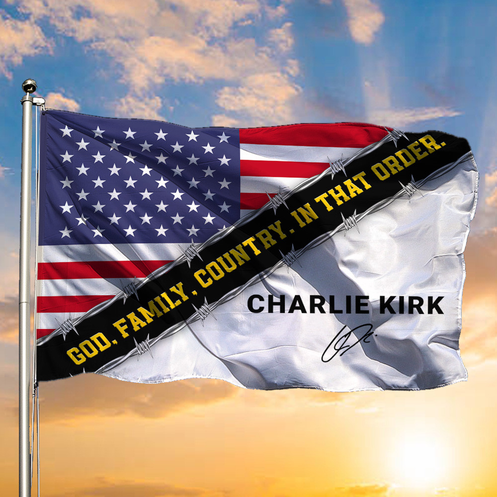 Charlie Kirk God Family Country USA Merch Flag Justice For Charlie Kirk Signed Tribute Gifts
