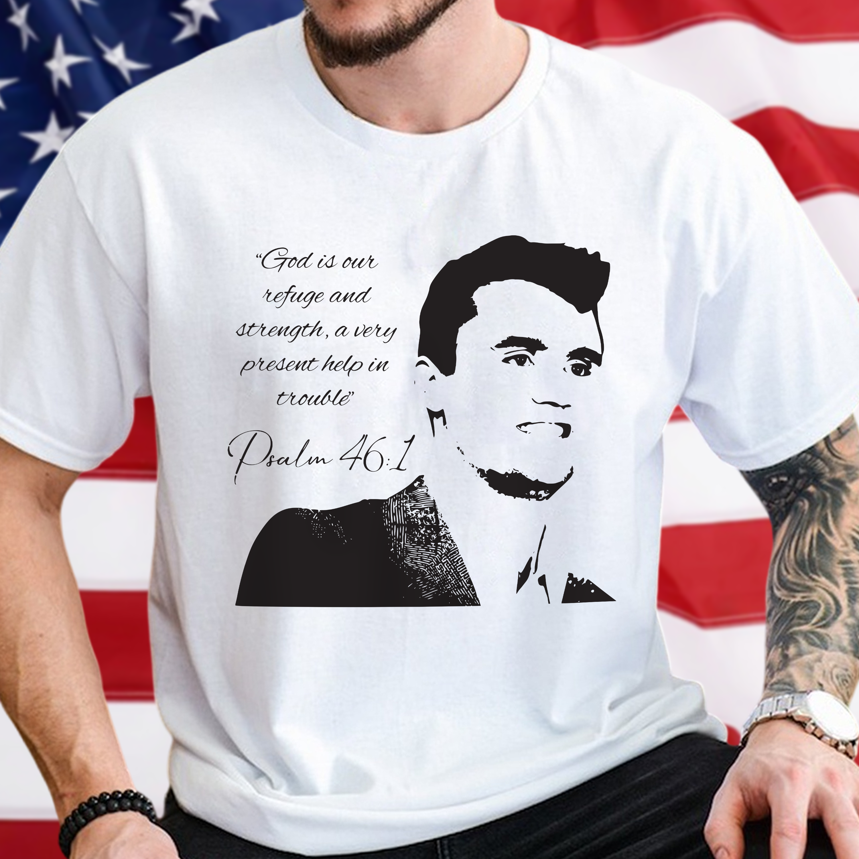 Charlie Kirk God Is Our Refuge Verse Memorial Bright Shirt Gift for American Conservatives