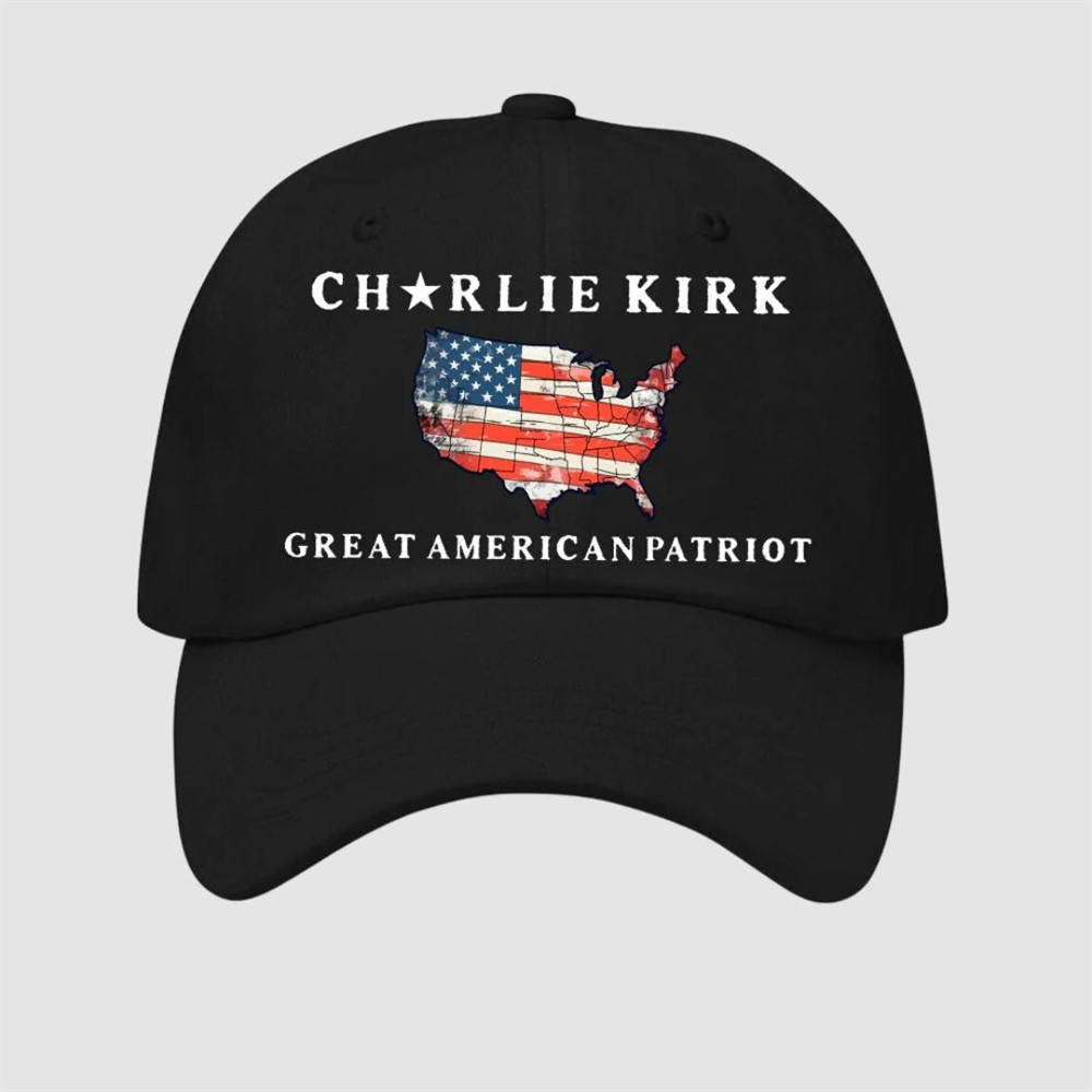 Charlie Kirk Great American Patriot Black Hat American Flag Logo Merch Gifts For Him