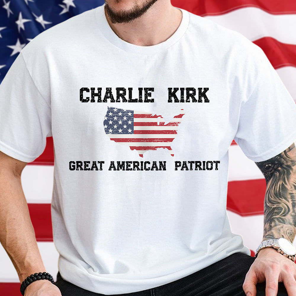 Charlie Kirk Great American Patriot Bright Shirt Gift for Free Speech Supporters