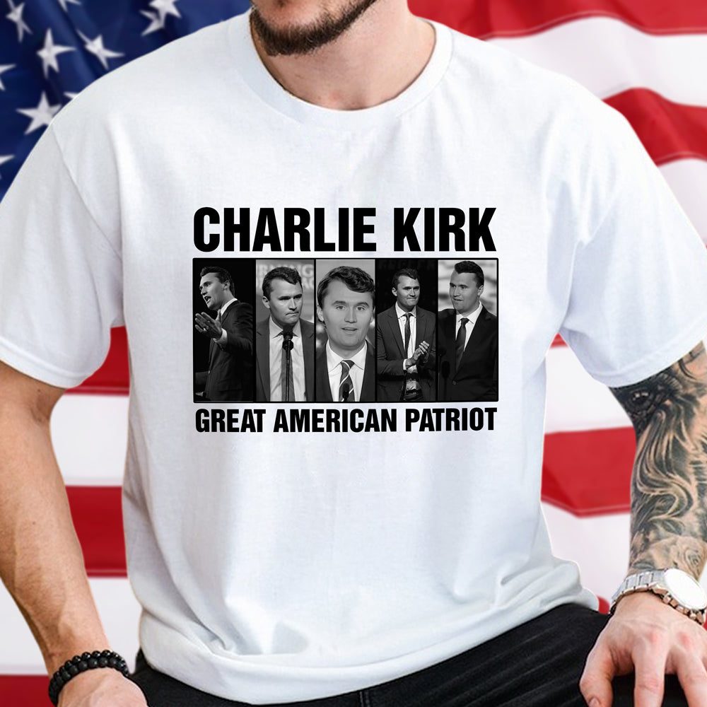 Charlie Kirk Great American Patriot Bright Shirt Gift for Free Speech Supporters