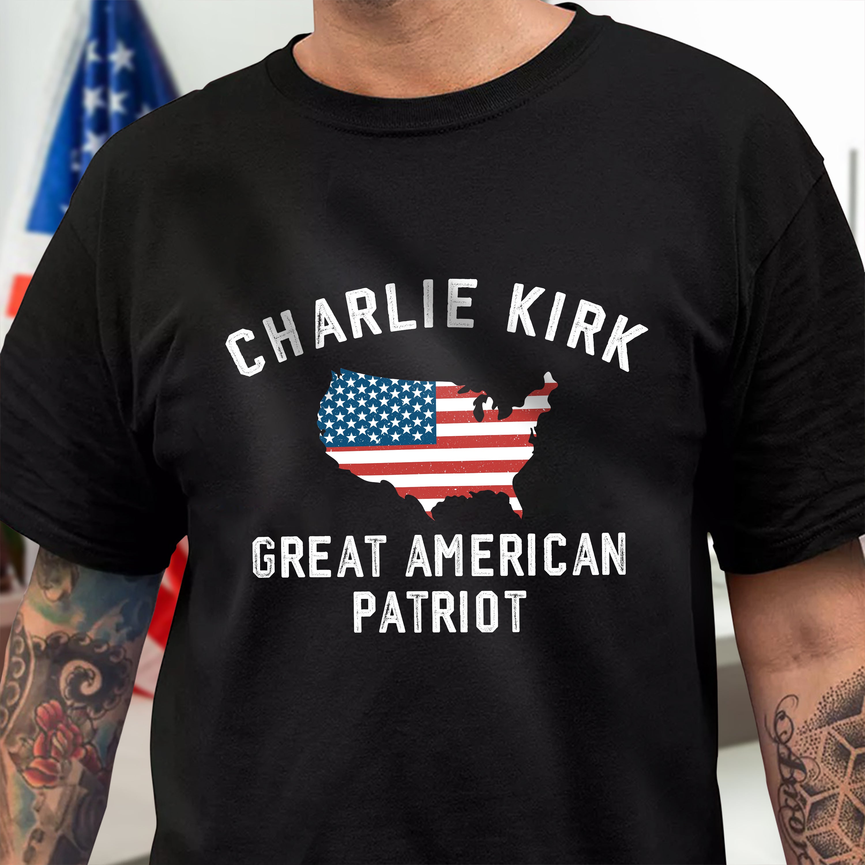 Charlie Kirk Great American Patriot Dark Shirt Gift for Charlie Kirk Supporters