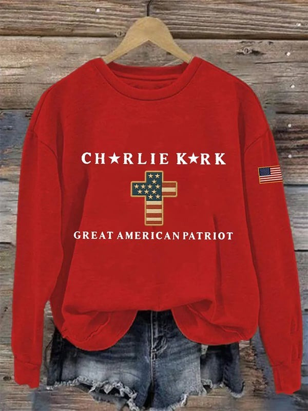 Charlie Kirk Great American Patriot Sweatshirt TPUSA Merch Faith Gifts For Patriots