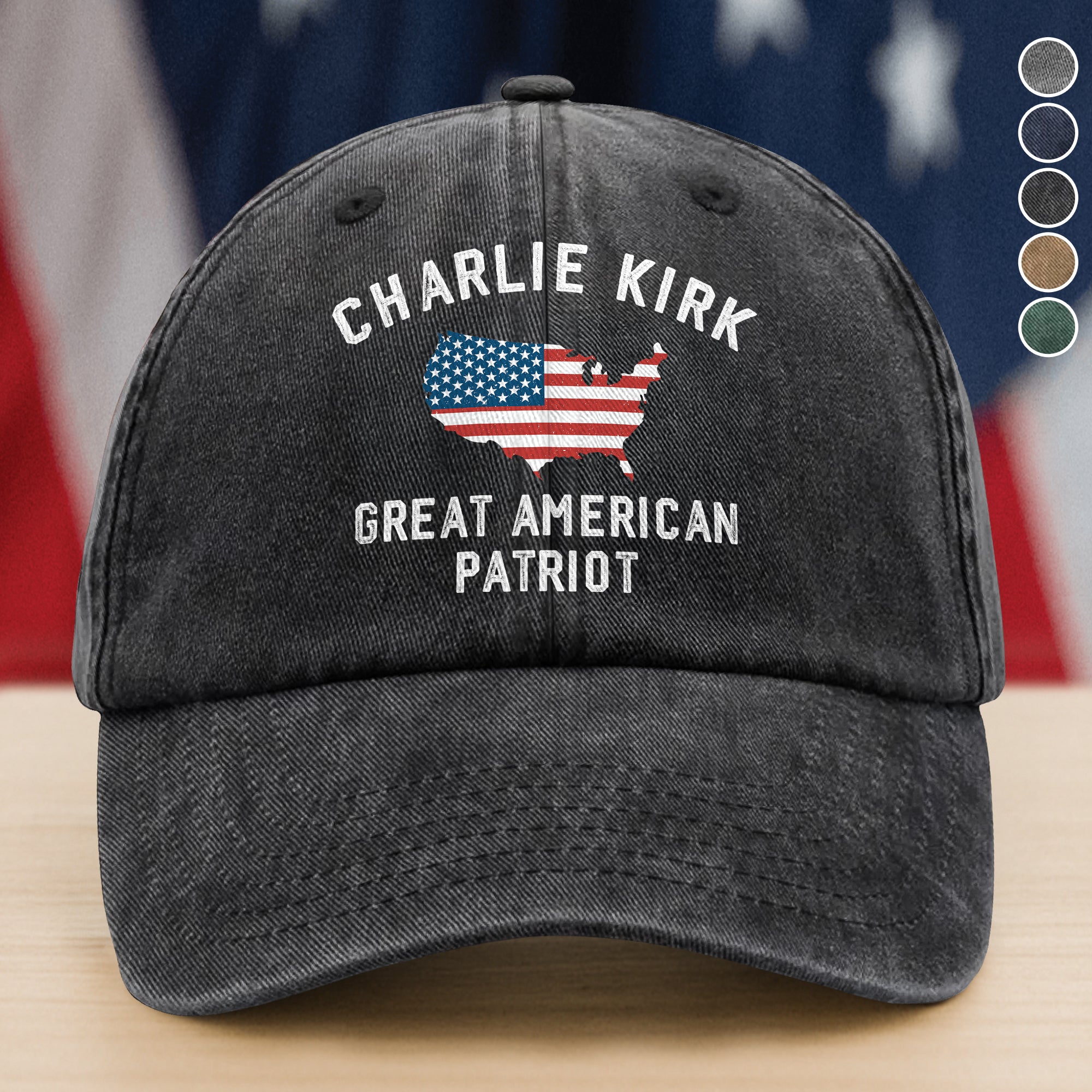Charlie Kirk Great American Patriot Washed Baseball Cap Gift for Wife Supporter