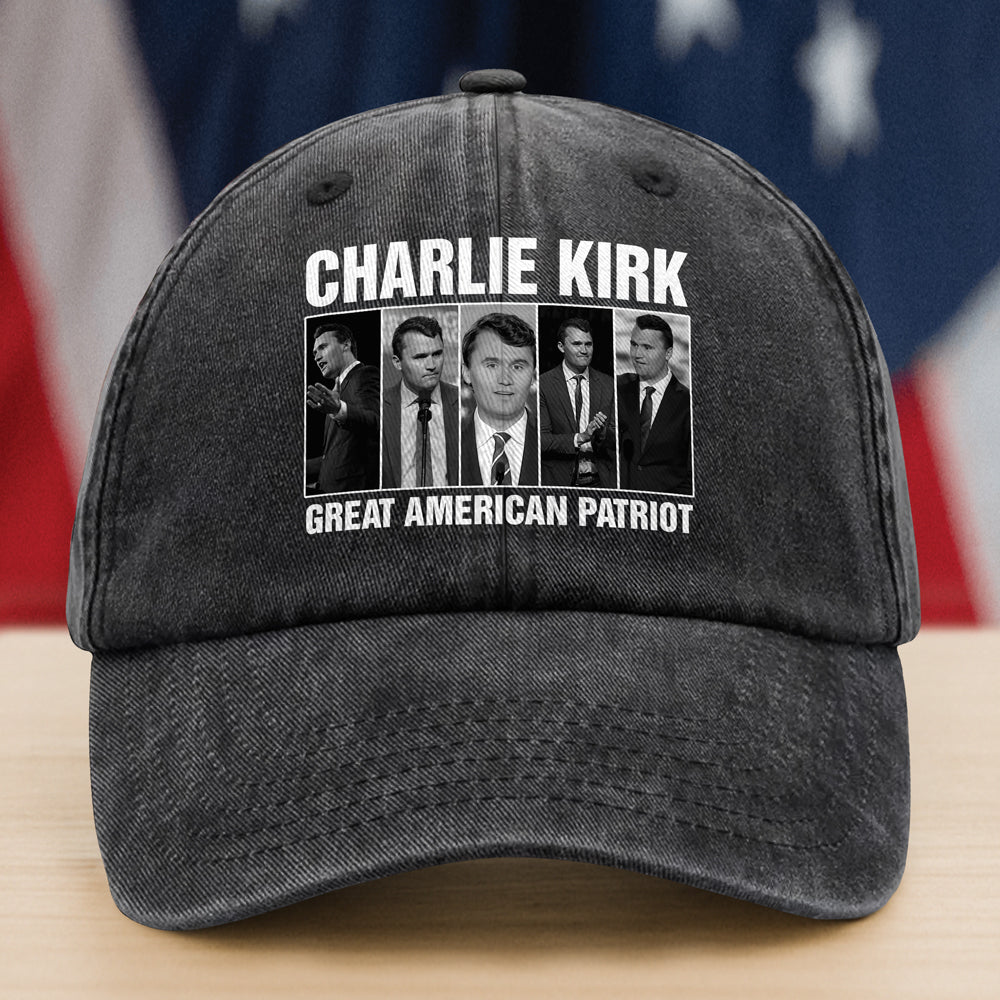 Charlie Kirk Great American Patriot Washed Baseball Cap Stars and Stripes Spirit