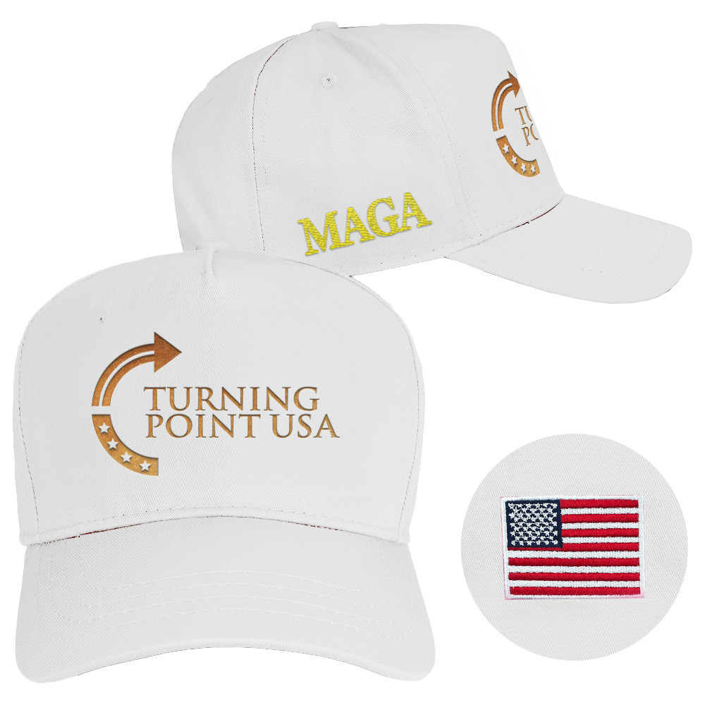 Charlie Kirk Hat Embroidered Turning Point USA Hat MAGA White Cap Father Gifts
