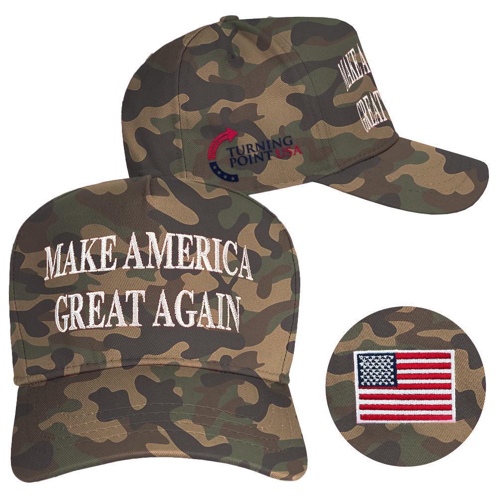 Charlie Kirk Hat Turning Point USA Hat Embroidered Make America Great Again Camo Hat
