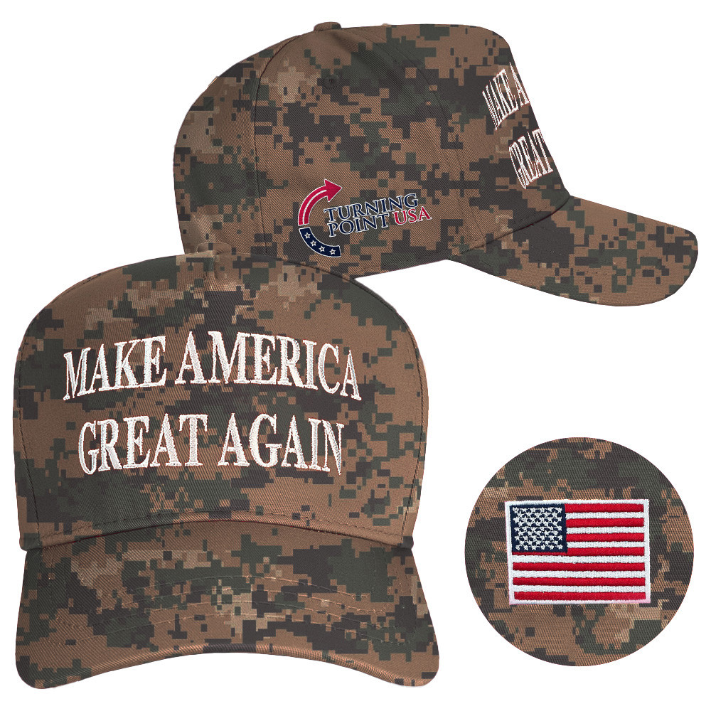Charlie Kirk Hat Turning Point USA Hat Make America Great Again Camo Hat Embroidered