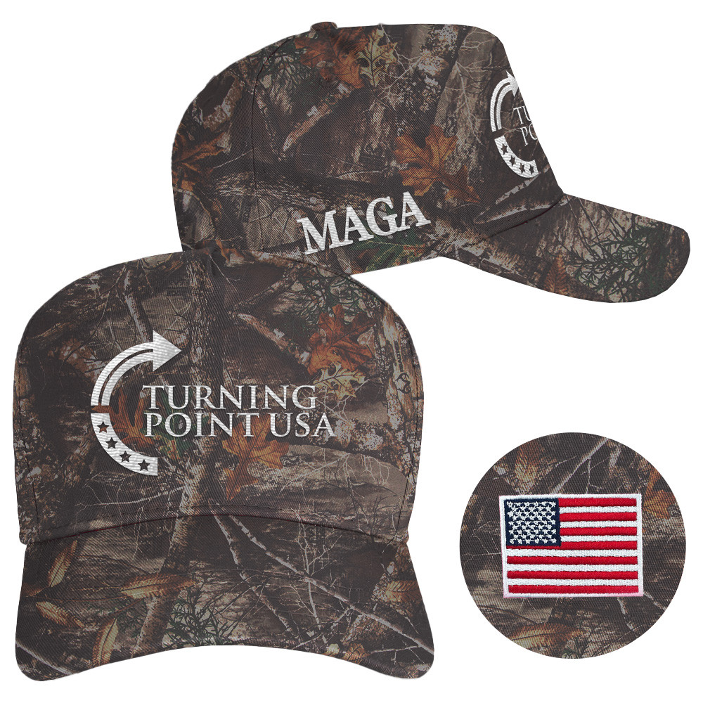 Charlie Kirk Hat Turning Point USA Hat Make America Great Again Embroidered Camo Cap