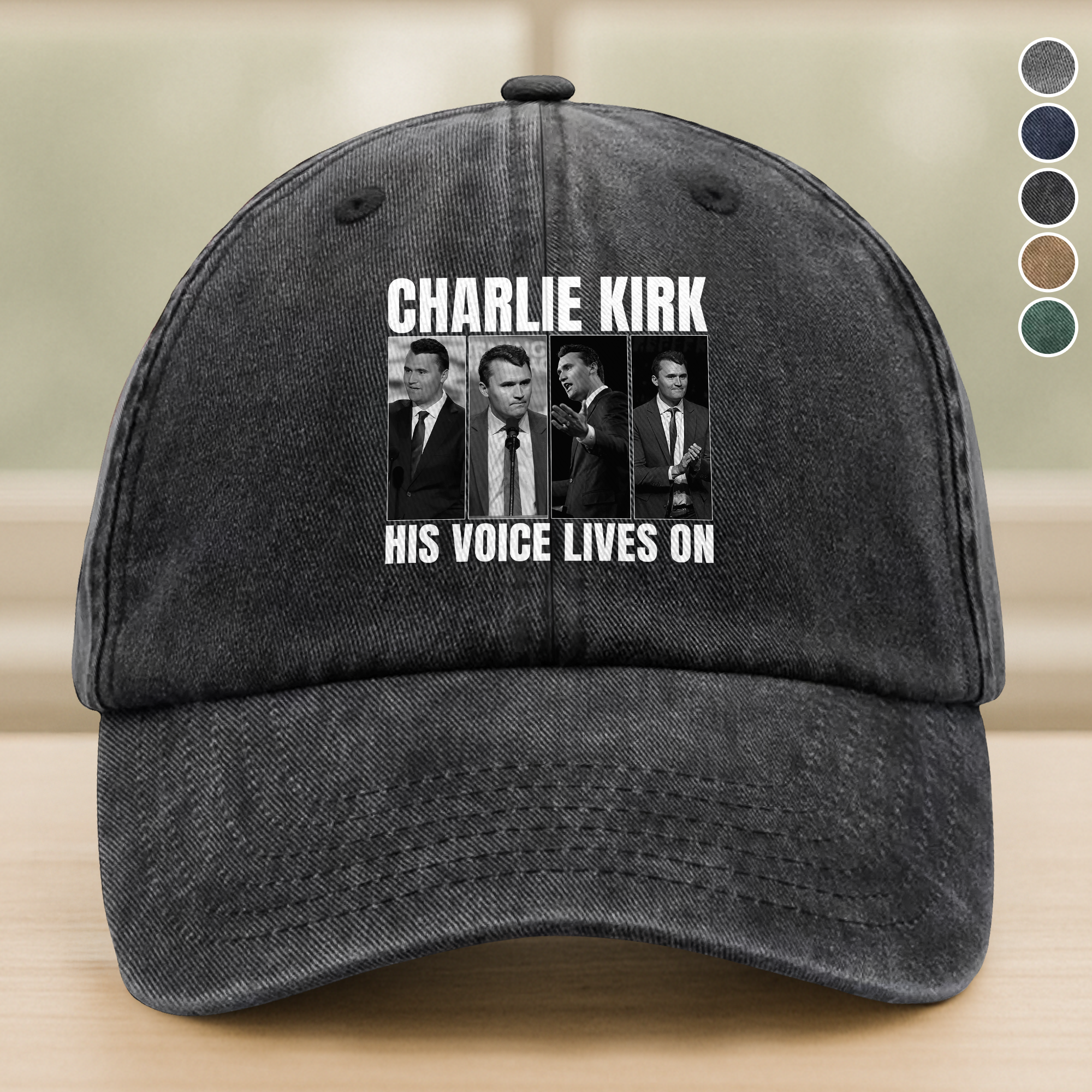 Charlie Kirk His Voice Lives On Washed Baseball Cap Gift for Grandpa Veteran