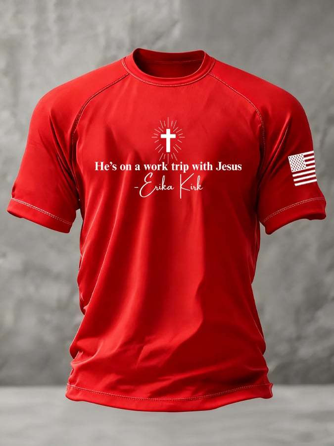 Charlie Kirk Is On A Work Trip Hoodie With Jesus Signed Charlie Kirk 1993 2025 Clothing