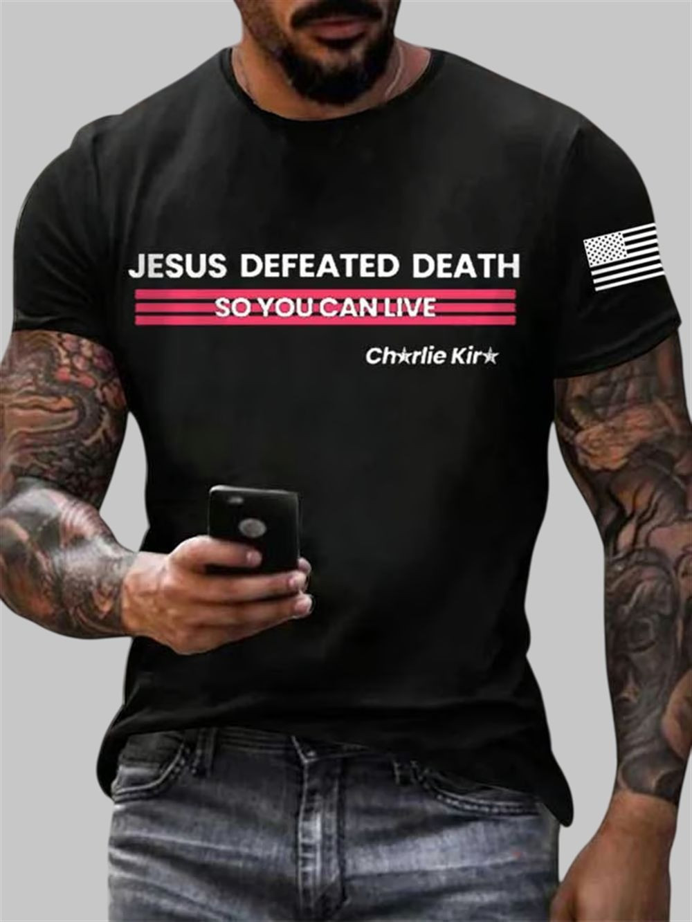 Charlie Kirk Jesu Defeated Death T-shirt So You Can Live Charlie Kirk Commemorative Merch
