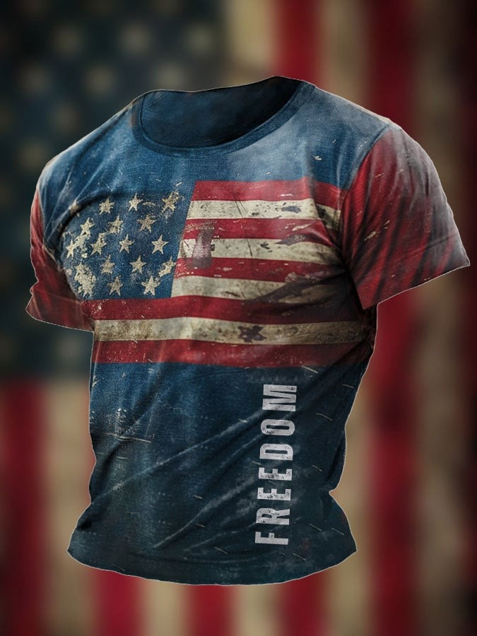 Charlie Kirk Knitted Vintage American Flag Freedom Print T-Shirt Gift For America Supporters