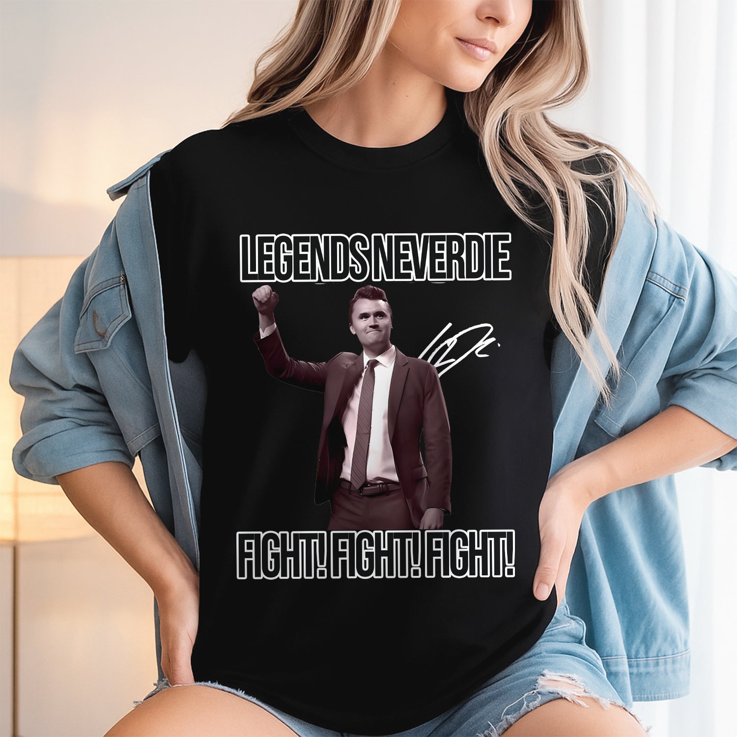 Charlie Kirk Legend Never Dies Vintage Style Dark Shirt Gift for Charlie Kirk Supporters