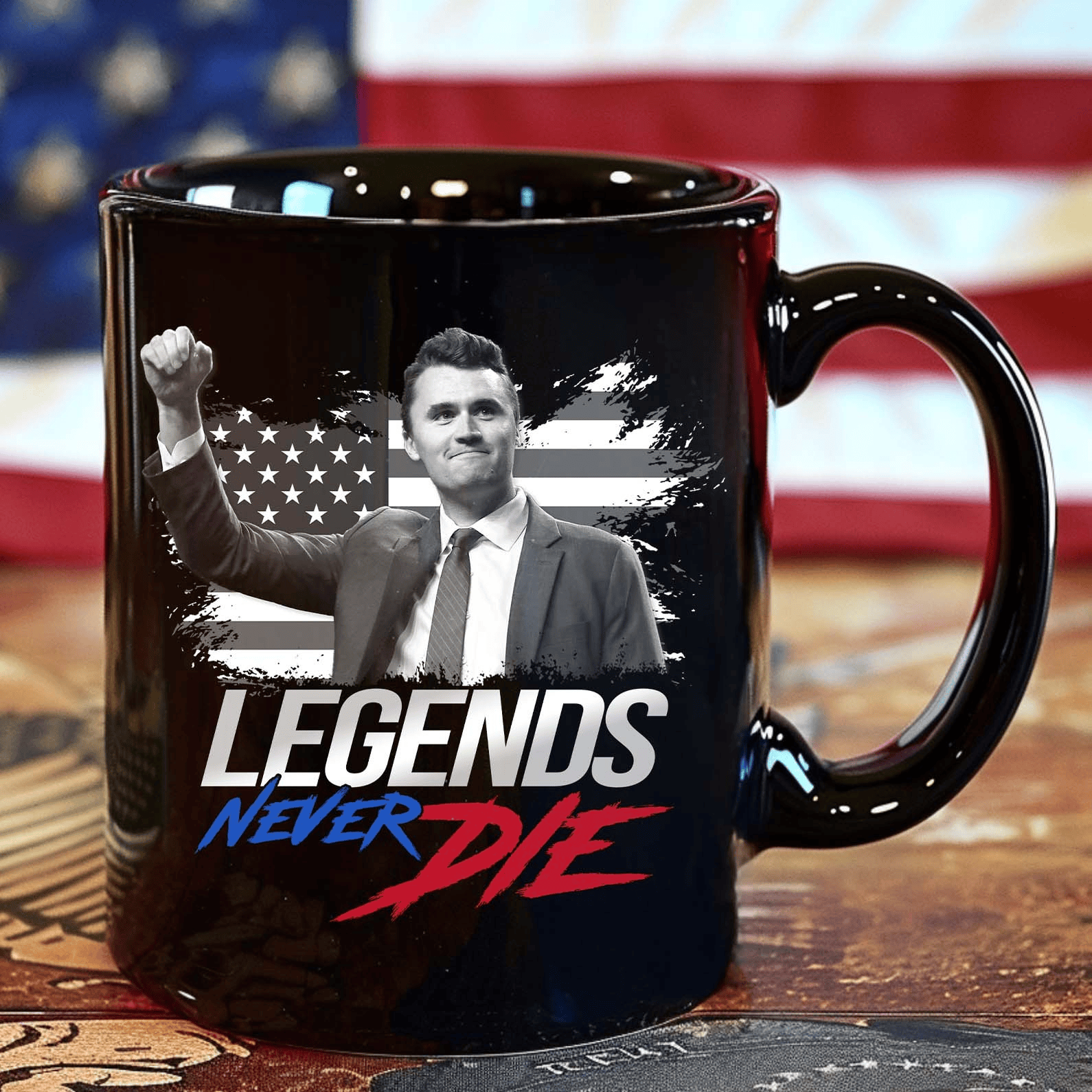 Charlie Kirk Legends Never Die Mug Charlie Kirk Memorial Black Mug 11Oz 15Oz
