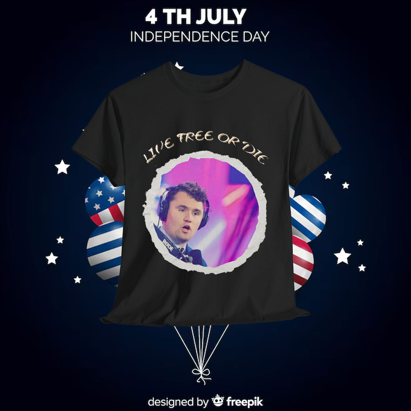 Charlie Kirk Live free or Die Shirt