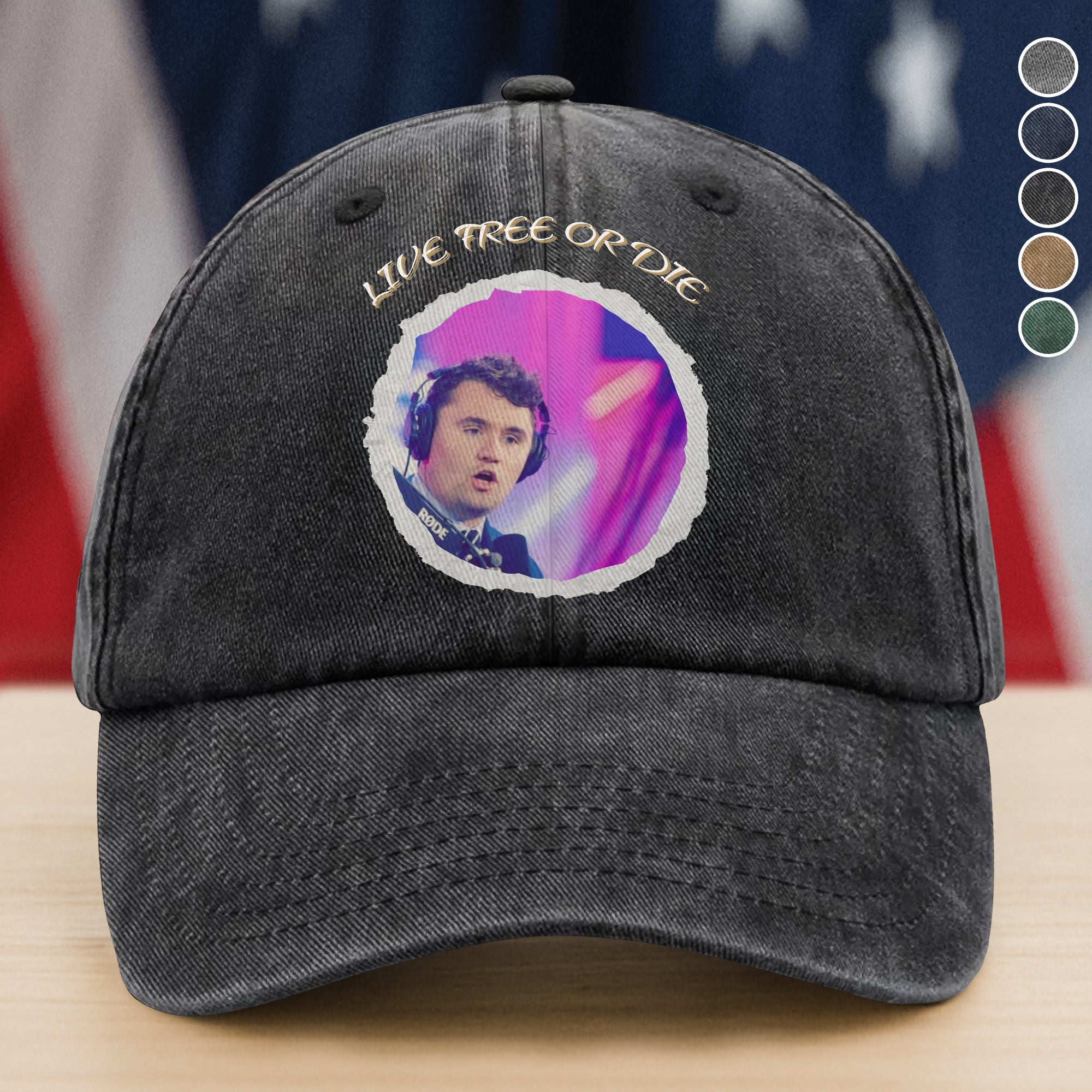 Charlie Kirk Live Free Or Die Washed Baseball Cap Gift for American Conservatives